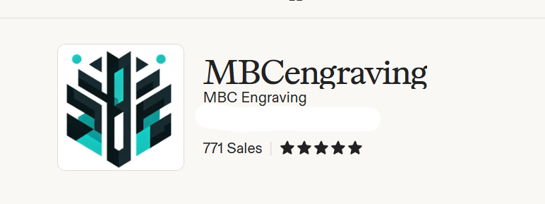 MBCengraving on Etsy: almost 800 sales and five-star feedback